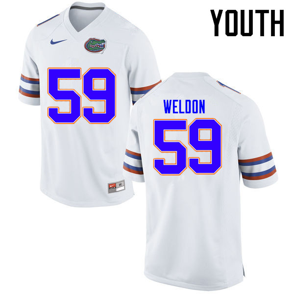 Youth Florida Gators #59 Danny Weldon College Football Jerseys Sale-White